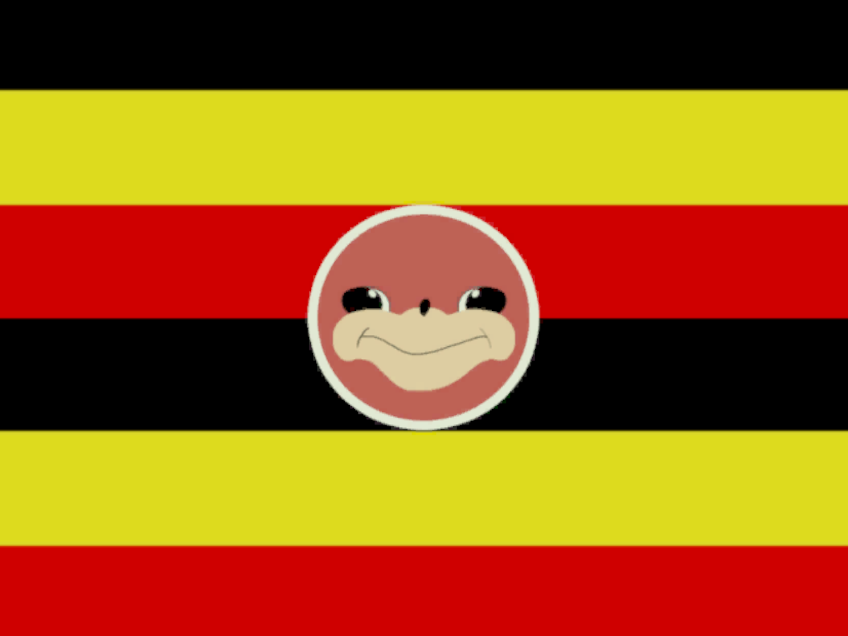 Uganda Flag with Knuckles face on it.